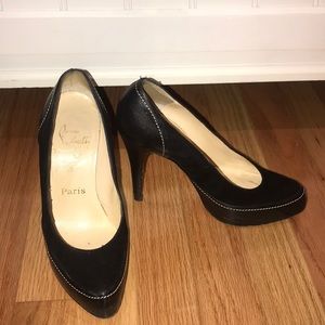 Christian Louboutin Black Leather Suede Heels 36